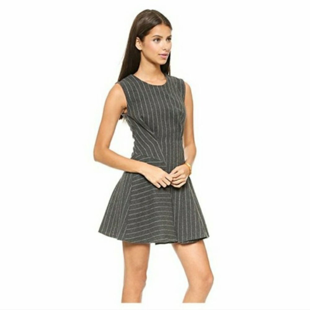 JOA Structured Woven Pin Stripes Dress